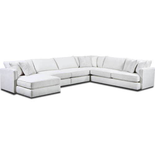 Finley Sectional Sofa with Left Facing Chaise in Glacier Off White Chenille Fabric